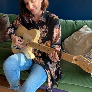 Flowy floral semi-sheer blouse